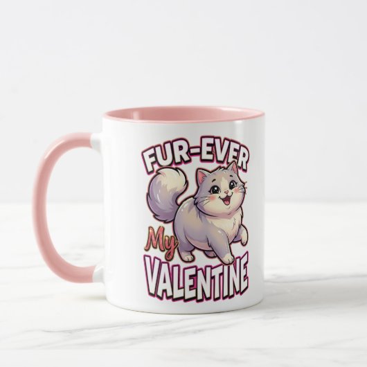 Mug Cute Valentine Cat – Fur-Ever My Valentine (Gauche)