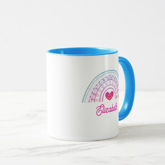 Mug Cute Valentine Colorful Boho Rainbow (Devant droit)
