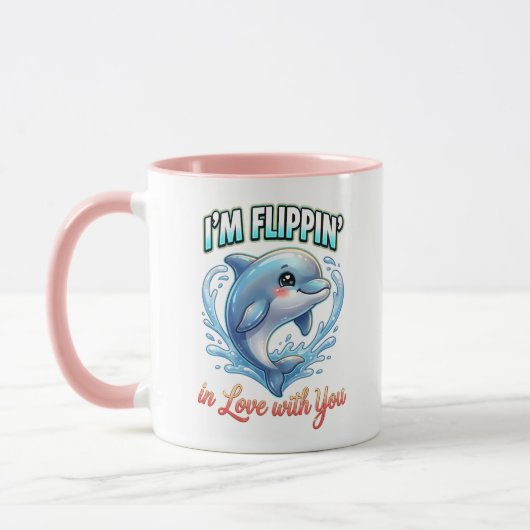 Mug Cute Valentine Dolphin – I’m Flippin’ in Love (Gauche)