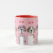 Mug Cute Valentine Great Dane Dogs Rose Red (Centre)