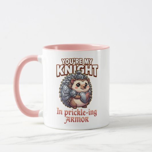 Mug Cute Valentine Hedgehog – Knight in Prickly Armor (Gauche)