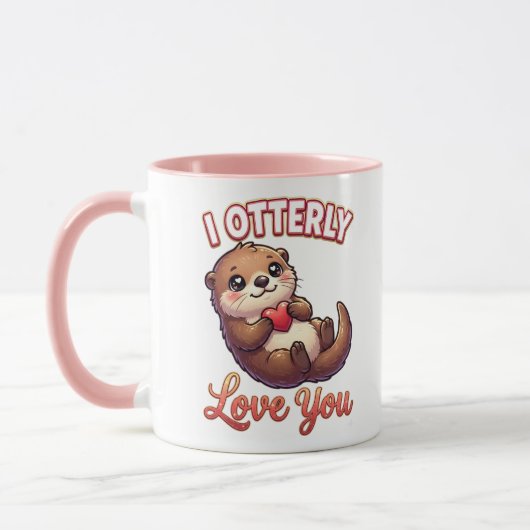 Mug Cute Valentine Otter – I Otterly Love You (Gauche)