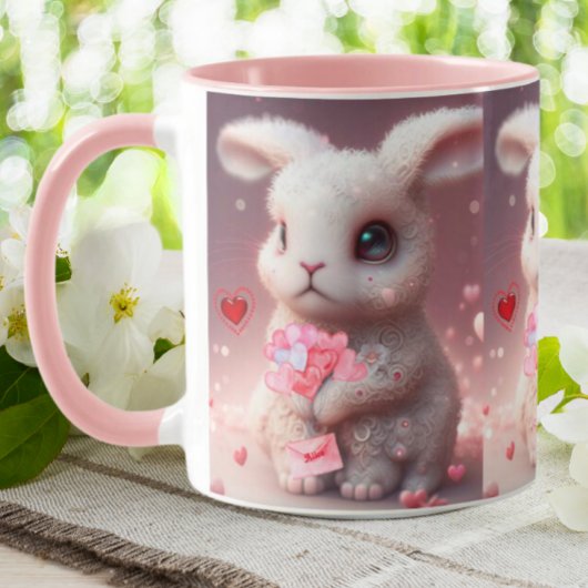 Mug Cute Valentine Rabbit tenant Mail Personnalisé