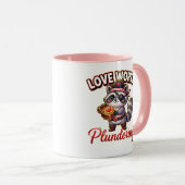 Mug Cute Valentine Raccoon Pirate-Love Worth Plunderin (Devant droit)