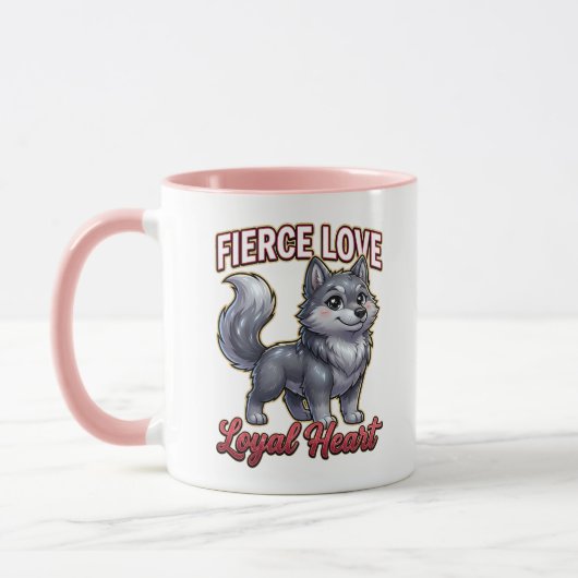 Mug Cute Valentine Wolf – Fierce Love Loyal Heart (Gauche)