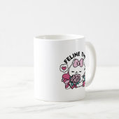 Mug Cute Valentine's Cat Design - Feline the Love (Devant droit)
