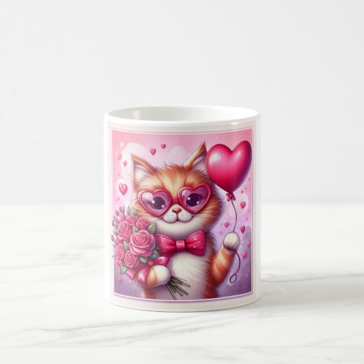 Mug Cute Valentine's day cat/chaton (Centre)