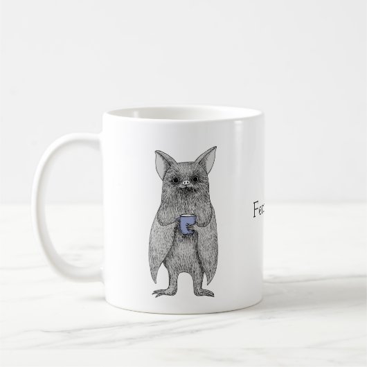 Mug Cute Vampire Bat avec café Funny nom personnalisé (Gauche)