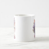 Mug Cute Violet Aquarelle Chat avec Flore (Centre)