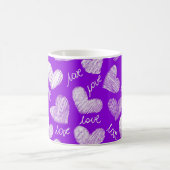 Mug Cute violet blanc Scribblé Coeur avec script d'amo (Centre)