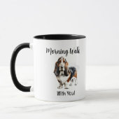 Mug Cute Watercolor Basset Brown Personalize (Gauche)