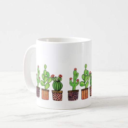 Mug Cute Watercolor Cactus (Devant gauche)
