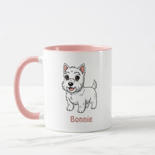 Mug Cute West Highland White Terrier Dog Custom Name (Gauche)