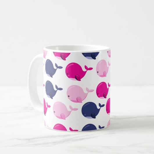 Mug Cute Whales, Pattern of Whales, Sea Animals (Devant gauche)