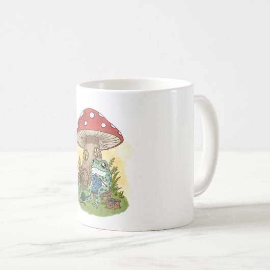 Mug Cute Whimsical Frog Knitting Illustration (Devant droit)