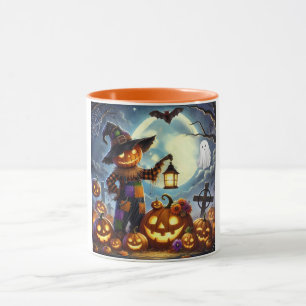 Mug Cute, Whimsical Halloween épouvantail & citrouille
