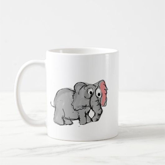 Mug Cute Whimsical Hand-Drawn Elephant Illustration (Gauche)