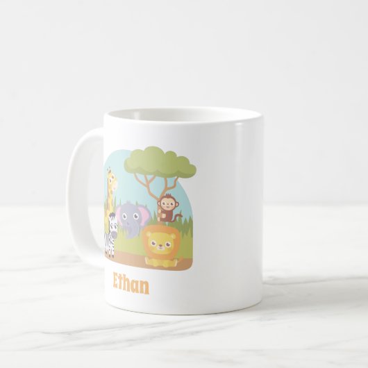 Mug Cute Wild Safari Animaux Enfants Personnalisés (Devant gauche)