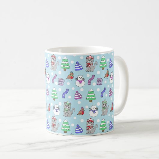 Mug Cute Winter Cat Collage (Devant droit)