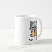 Mug Cute Wolf Reading a Book Custom (Devant droit)