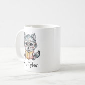 Mug Cute Wolf Reading a Book Custom (Devant gauche)