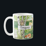 Mug Cute Woodland Animaux Aquarelle Nom personnalisé M<br><div class="desc">Tasse de nom personnalisable avec l'aquarelle illustrations des animaux de bois mignons dans la forêt, couleurs sans sexe, adapté aux garçons et aux filles. Cadeau personnalisé pour toute occasion spéciale pour un enfant dans votre vie.</div>