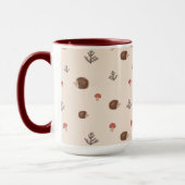 Mug Cute Woodland Hérisson et Motif de champignons (Gauche)