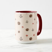 Mug Cute Woodland Hérisson et Motif de champignons (Devant droit)