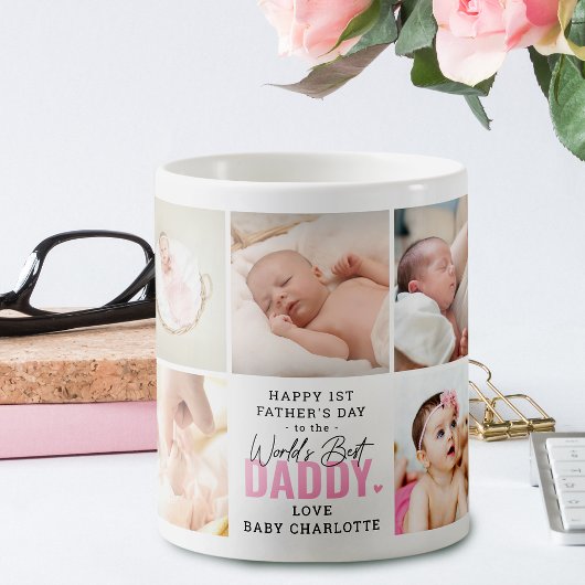 Mug Cute 'Worlds Best Daddy' 1ère Fête des pères rose