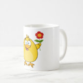 Mug Cute Yellow Cartoon Chick with Flower (Devant droit)
