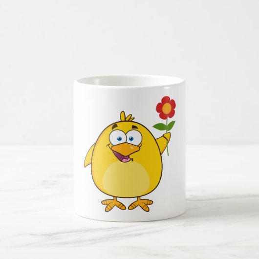 Mug Cute Yellow Cartoon Chick with Flower (Centre)