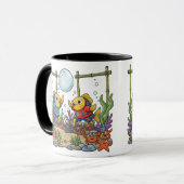 Mug Cute Yellow Fish Playing Bubble Sports Ocean Kids  (Devant gauche)