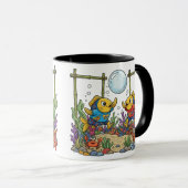 Mug Cute Yellow Fish Playing Bubble Sports Ocean Kids  (Devant droit)