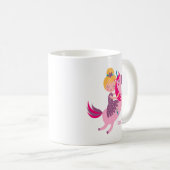 Mug Cute Yellow Haired Girl équitation sur une licorne (Devant droit)