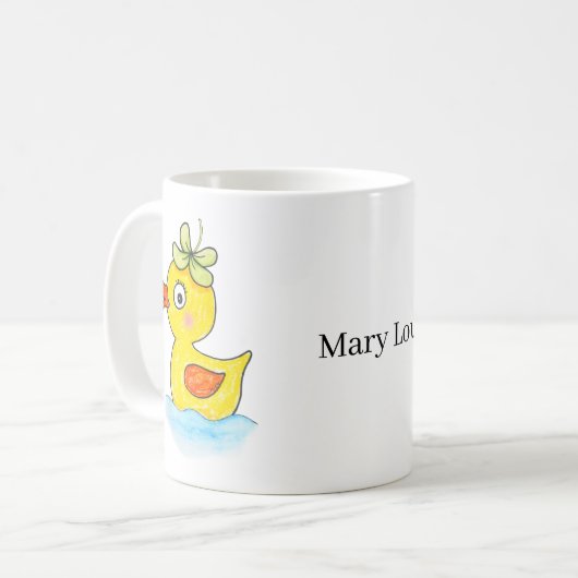 Mug Cute Yellow Rubber Duck with Clover Hat Custom (Devant gauche)