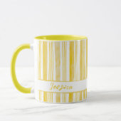 Mug Cute Yellow Striped Custom Name Coffee (Gauche)