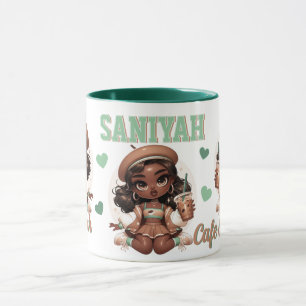Mug Cutie café glace Brown et verte fille