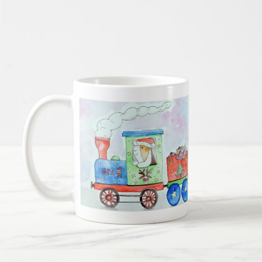 Mug Cutie dans son train de Noël aquarelle peinture (Gauche)