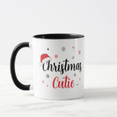 Mug Cutie de Noël Santa Hat Script moderne (Gauche)