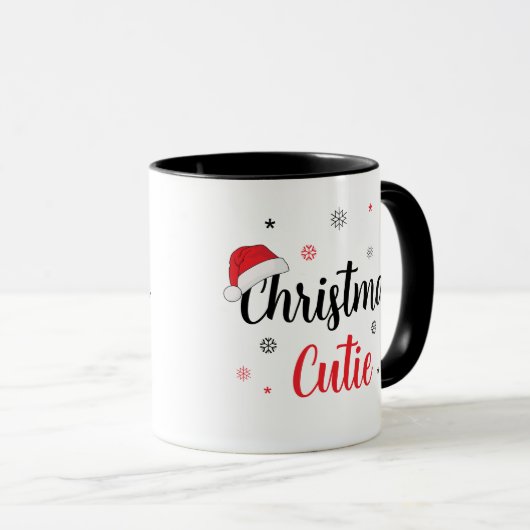 Mug Cutie de Noël Santa Hat Script moderne (Devant droit)