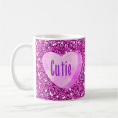 Mug Cutie rose bonbon Coeur Faux Parties scintillant (Gauche)