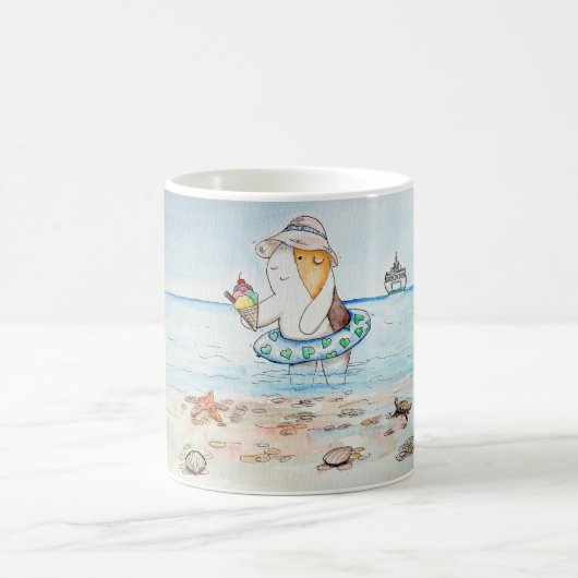 Mug Cutie the Guinea Pig at Seaside Painting (Centre)