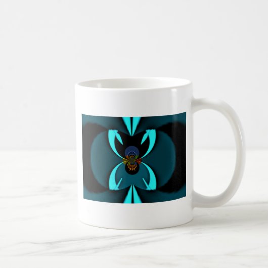 Mug Cyan Abstrait Art Print (Droite)