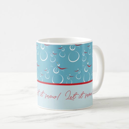 Mug Cyan Red Laisser neiger mignon Snowman Motif de fa (Devant droit)