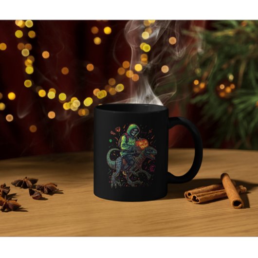 Mug Cyber Neon Skeleton équitation Robo Dino - Hallowe