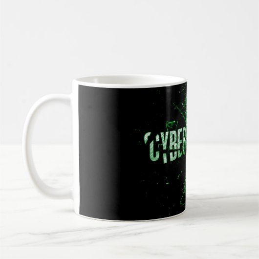 Mug Cyber sécurité | Typographie en verre cassé vert (Gauche)