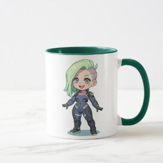 Mug Cyberpunk chibi Girl Green Hair