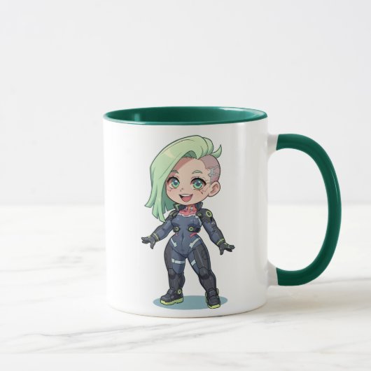 Mug Cyberpunk chibi Girl Green Hair (Droite)