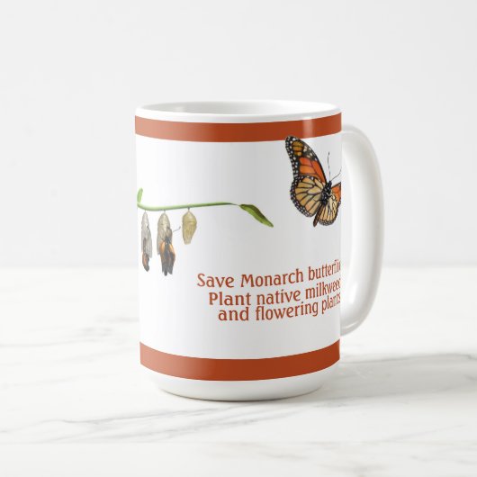 Mug Cycle de vie des papillons monarques (Devant droit)