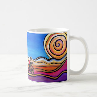Mug Cycliste Route colorée Art original